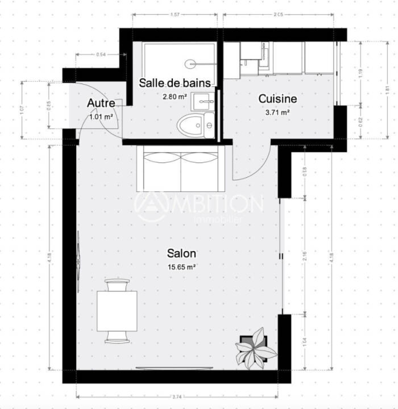 Photo 3 : Vente Appartement 1 pièce Saint Aygulf 23 m²