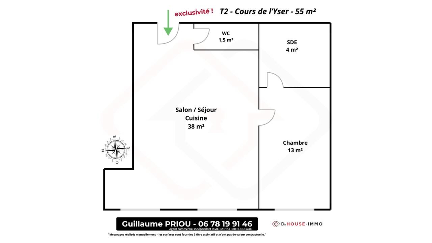Photo 3 : Vente Appartement 2 pièces Bordeaux 55 m²