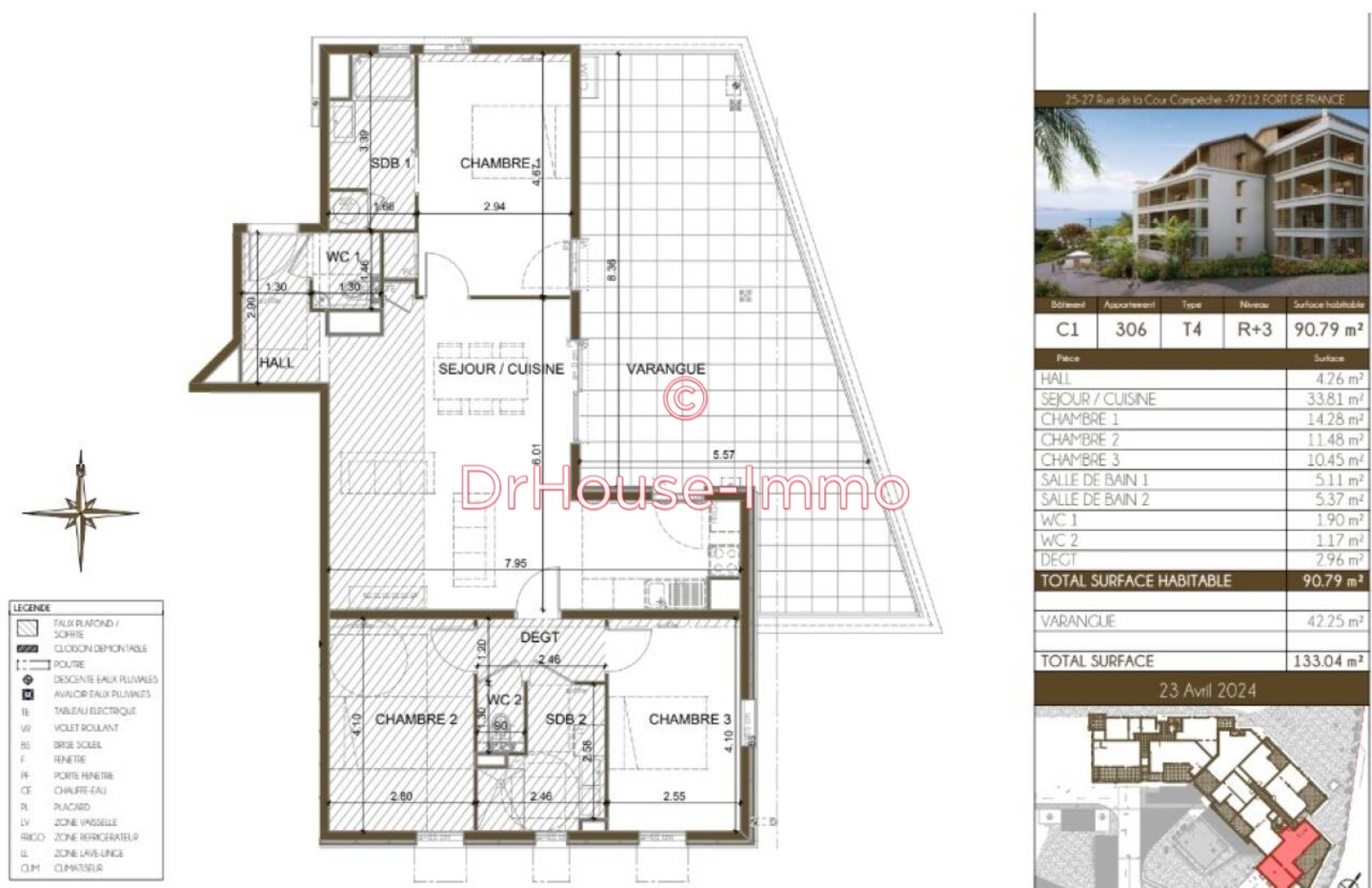 Photo 2 : Vente Appartement 4 pièces Fort-de-France 90 m²