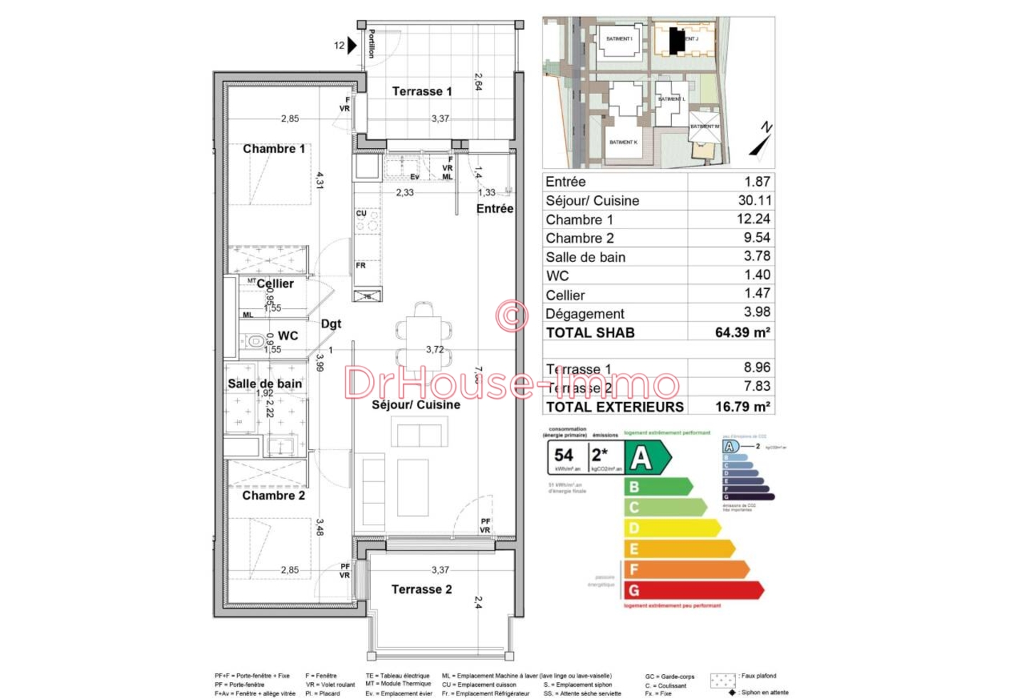 Photo 3 : Vente Appartement 3 pièces Floirac 64 m²