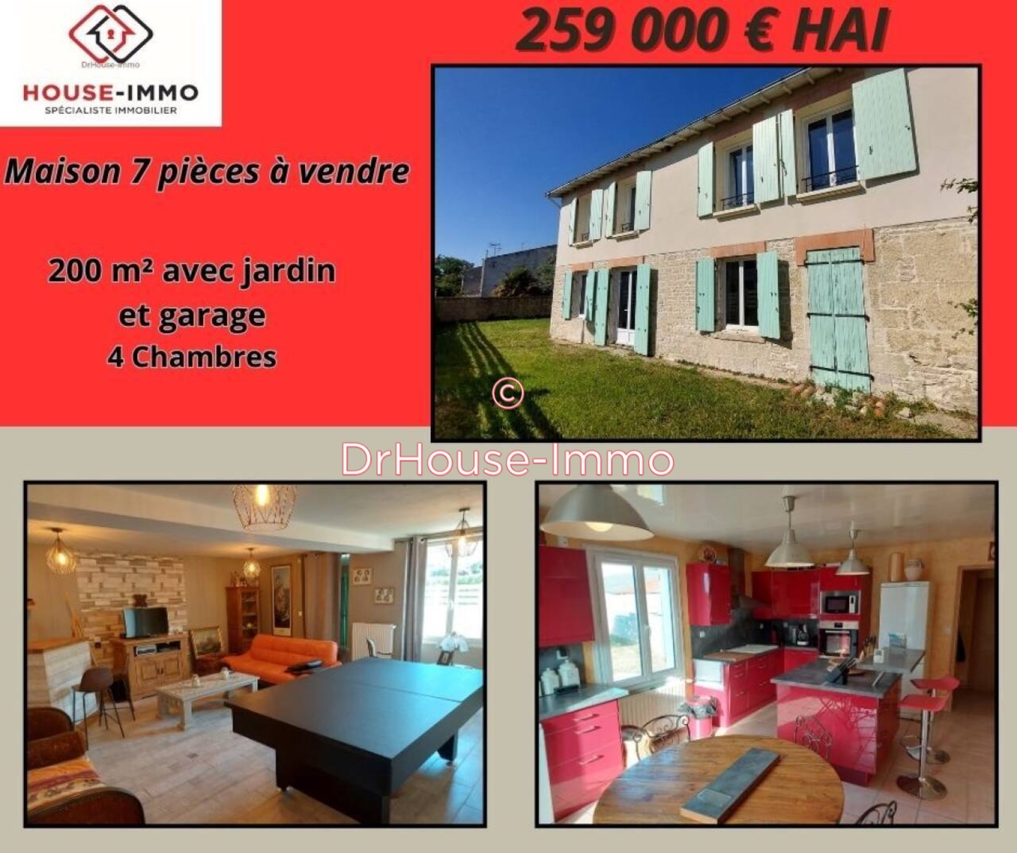 Photo 1 : Vente Maison 7 pièces Mauzé-sur-le-Mignon 200 m²