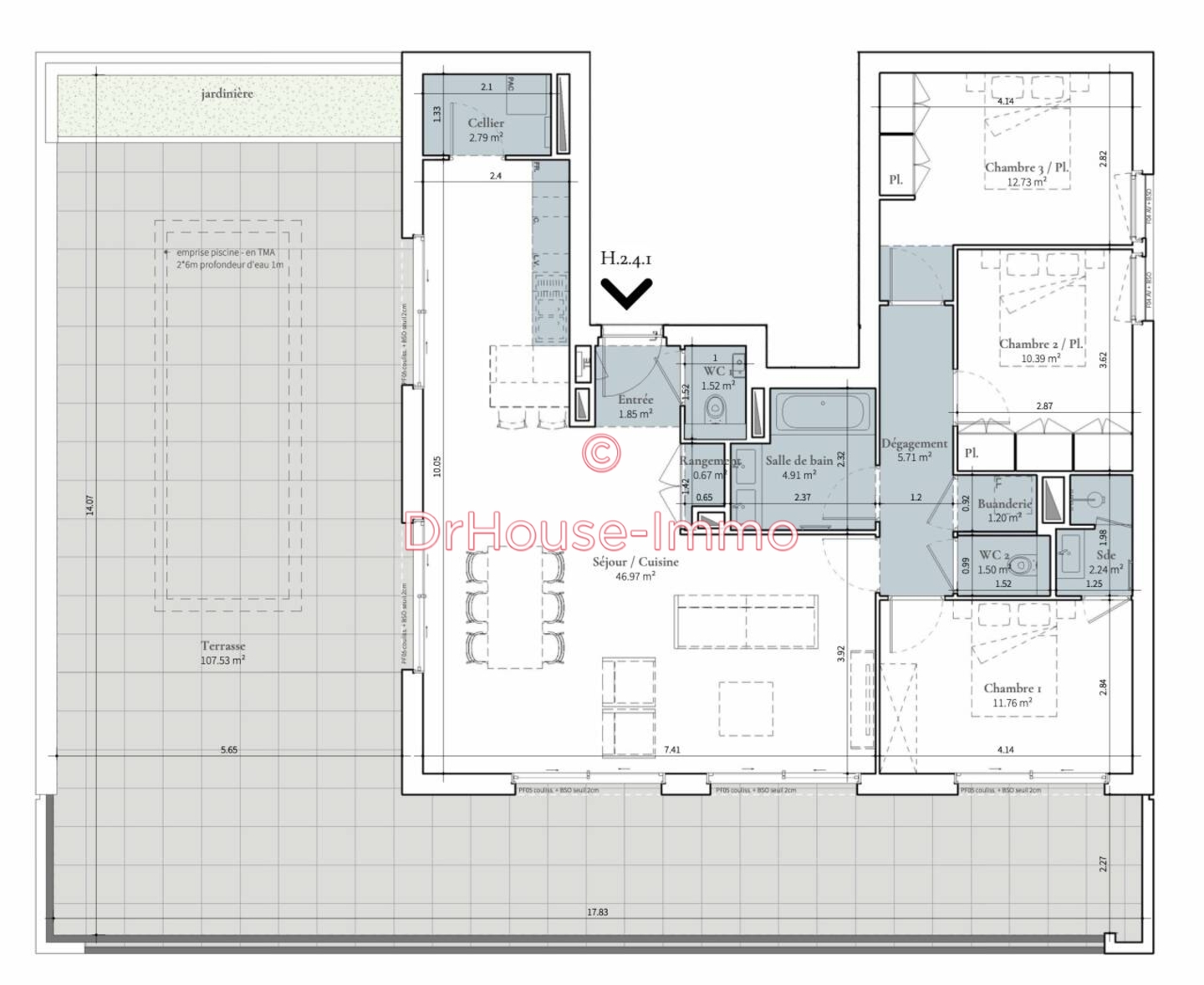Photo 1 : Vente Appartement 4 pièces Saint-Didier-au-Mont-d'Or 107 m²