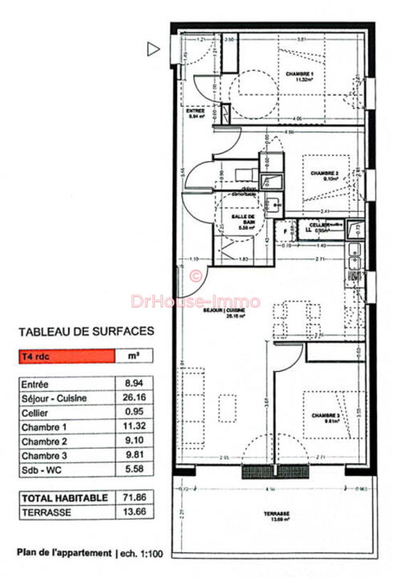Photo 3 : Vente Appartement 4 pièces Floirac 71 m²