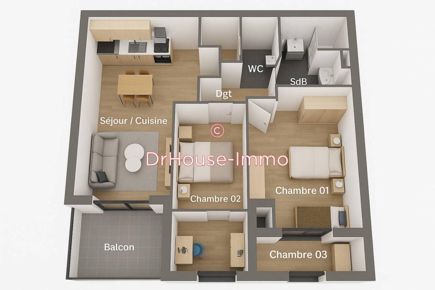 Photo 2 : Vente Appartement 4 pièces Armentières 76 m²