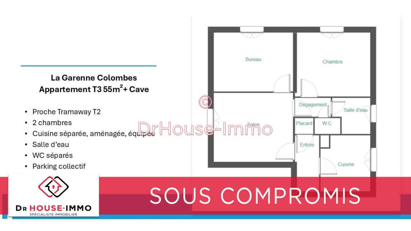Photo 2 : Vente Appartement 3 pièces La Garenne-Colombes 54 m²
