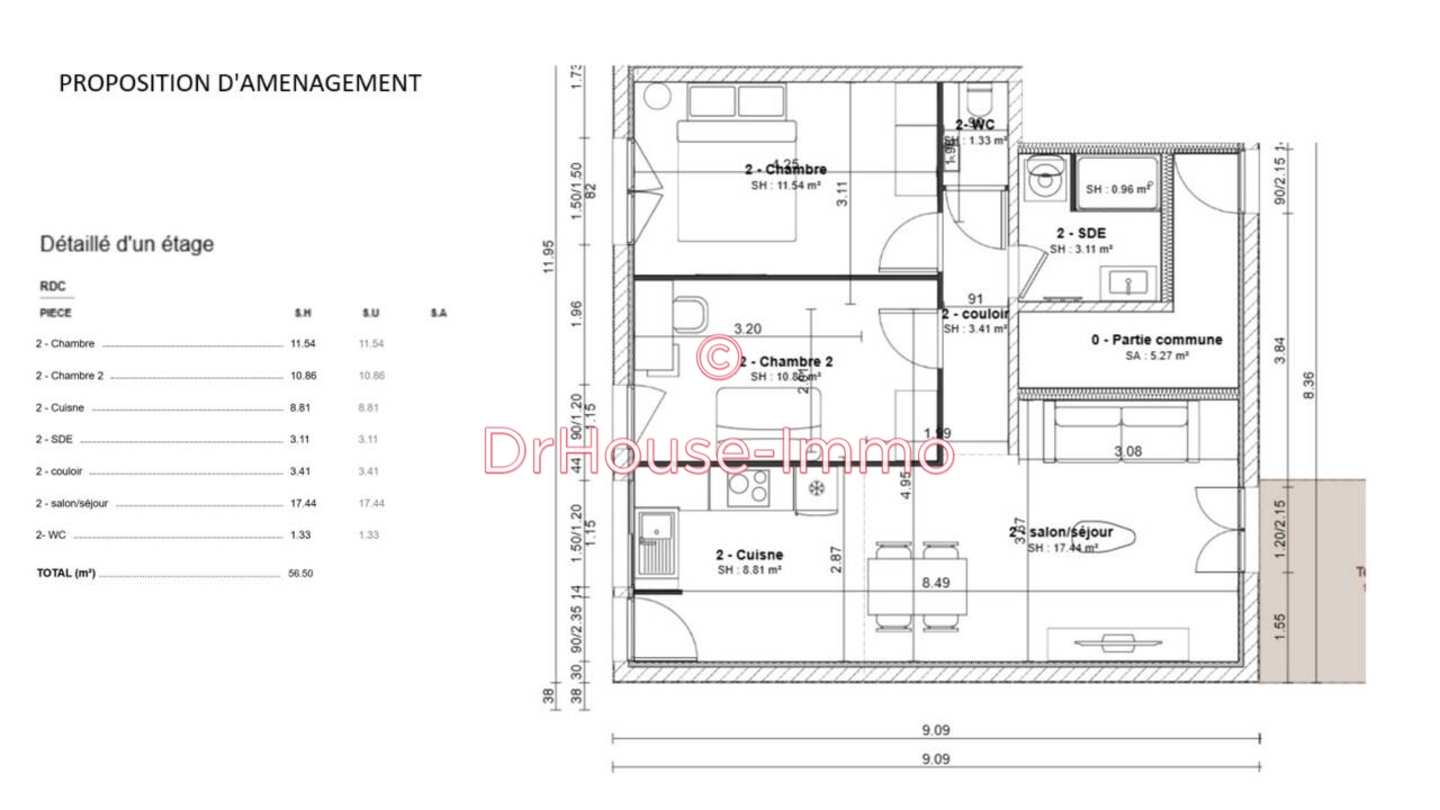 Appartement 3 pièces de 56 m² - Bretignolles-sur-Mer (85470)