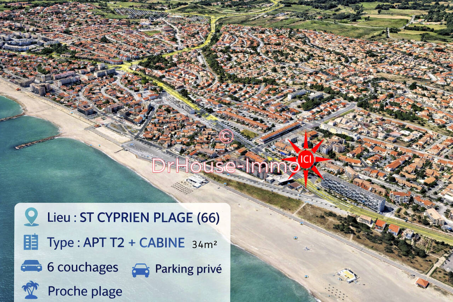 Appartement 3 pièces de 34 m² - Saint-Cyprien (66750)