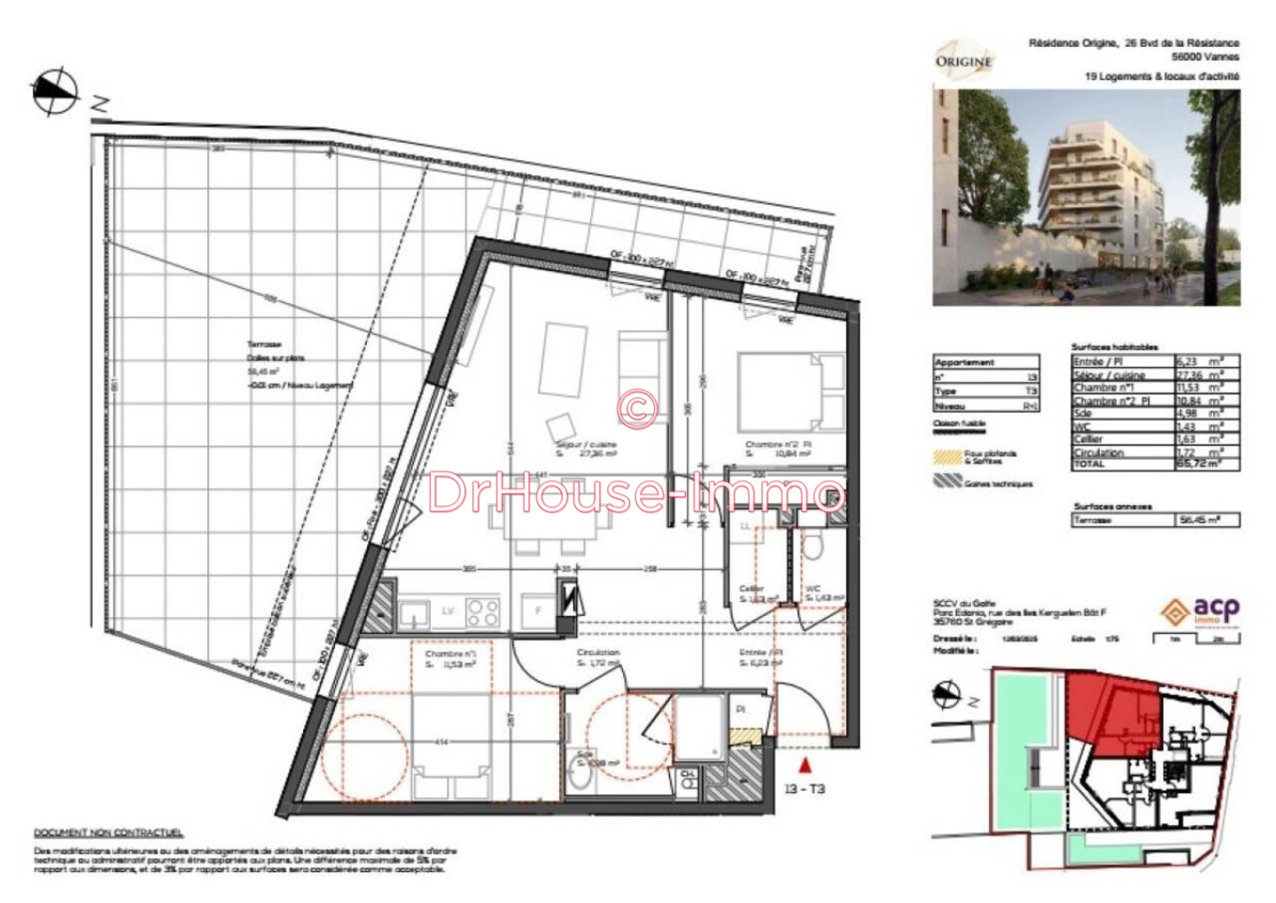 Appartement 3 pièces de 65 m² - Vannes (56000)