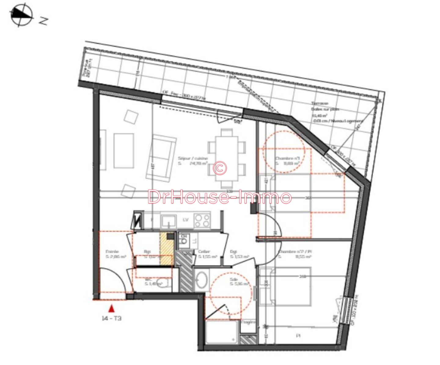 Appartement 3 pièces de 62 m² - Vannes (56000)