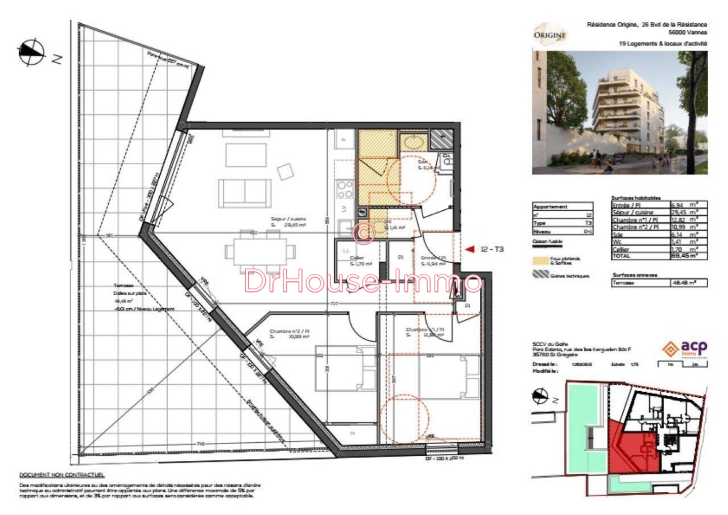 Appartement 3 pièces de 69 m² - Vannes (56000)