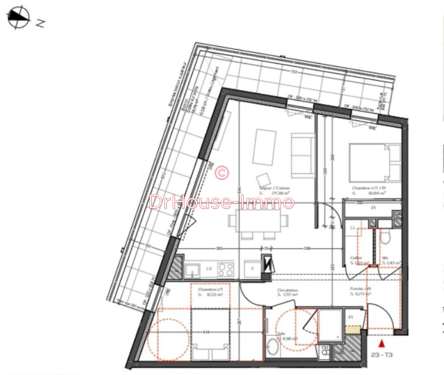 Appartement 3 pièces de 65 m² - Vannes (56000)