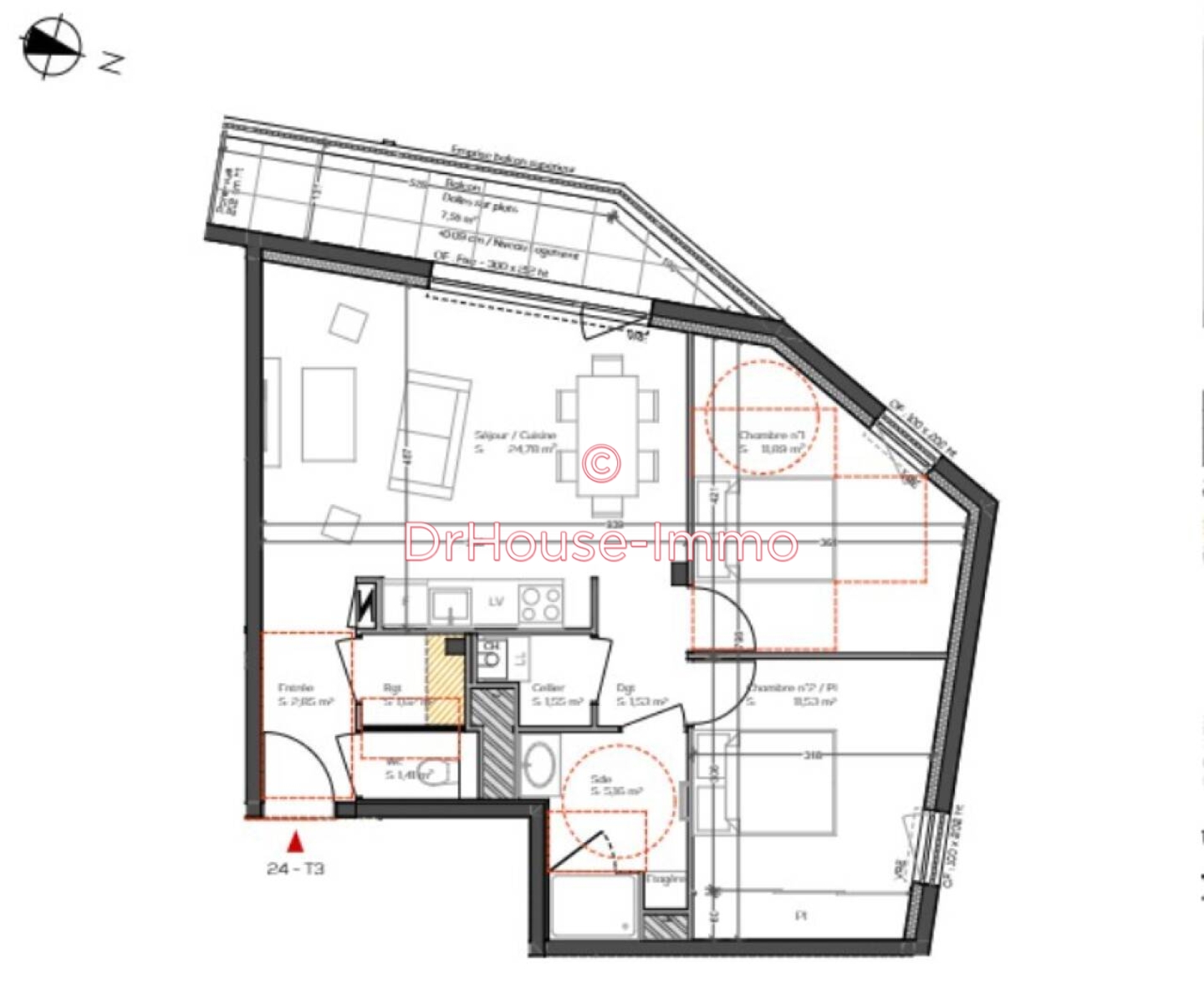Appartement 3 pièces de 62 m² - Vannes (56000)
