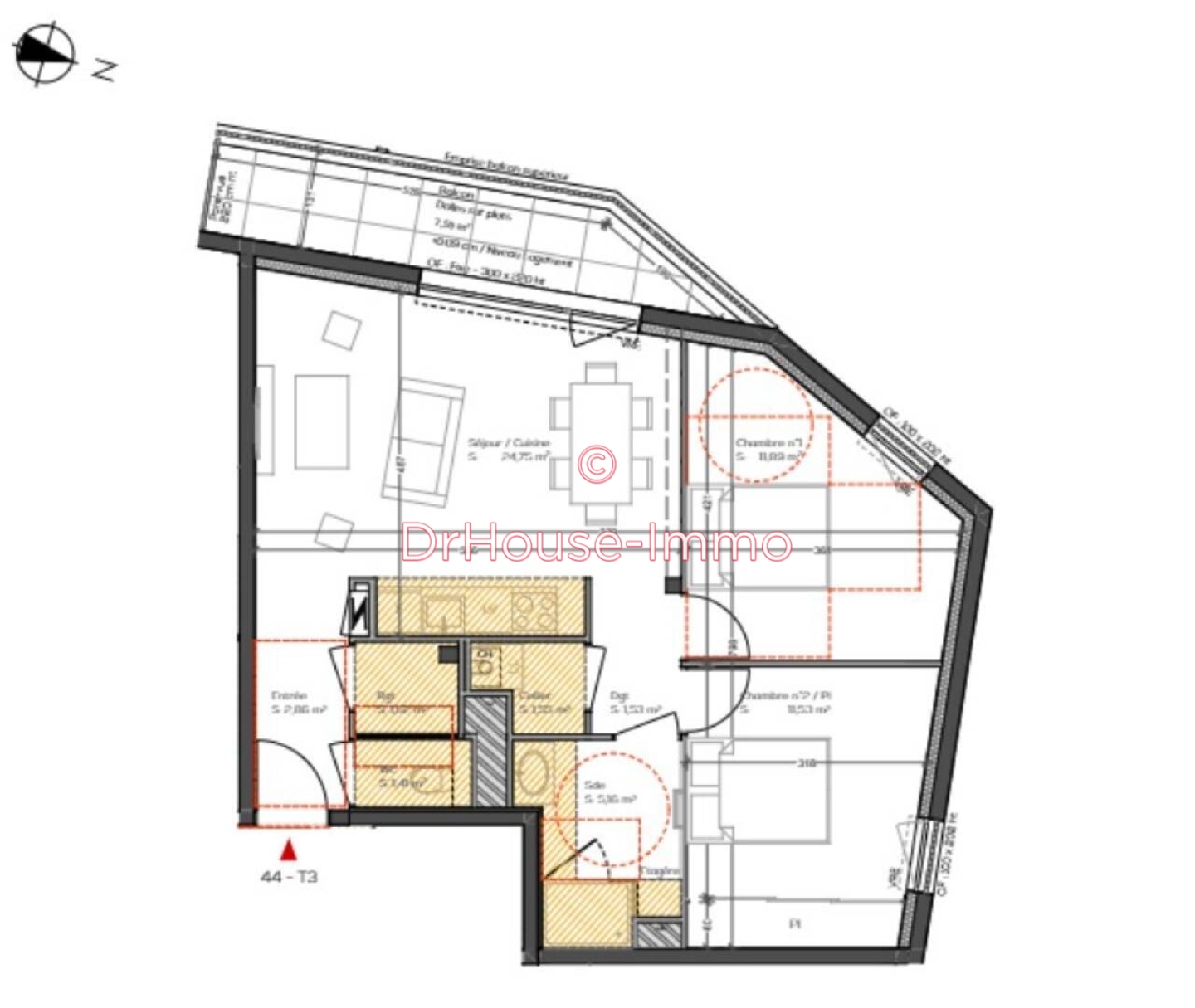 Appartement 3 pièces de 62 m² - Vannes (56000)