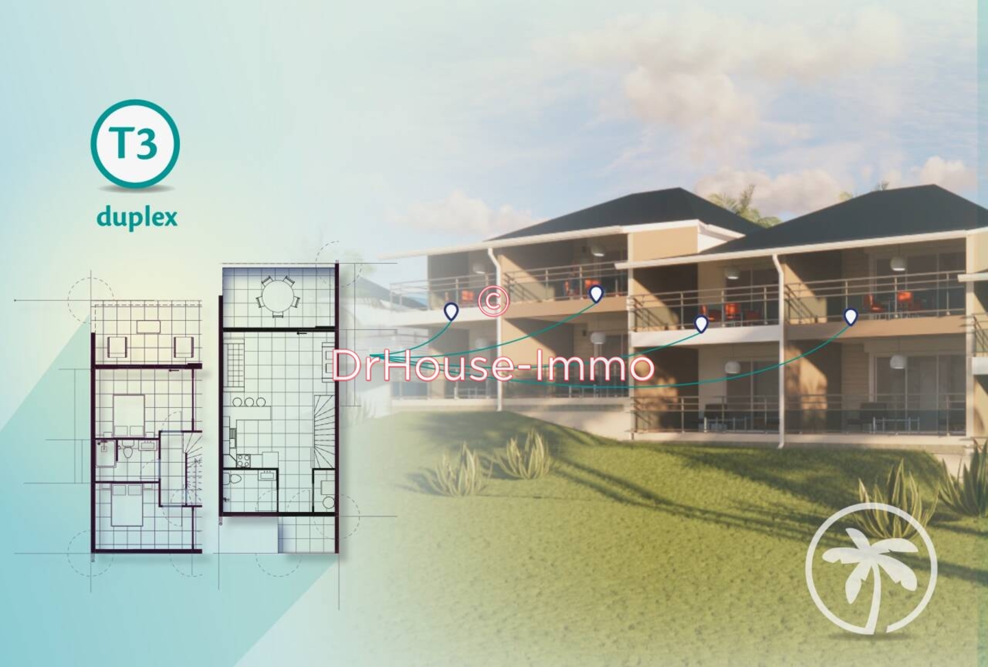 Appartement 3 pièces de 57 m² - Saint-Martin (97150)