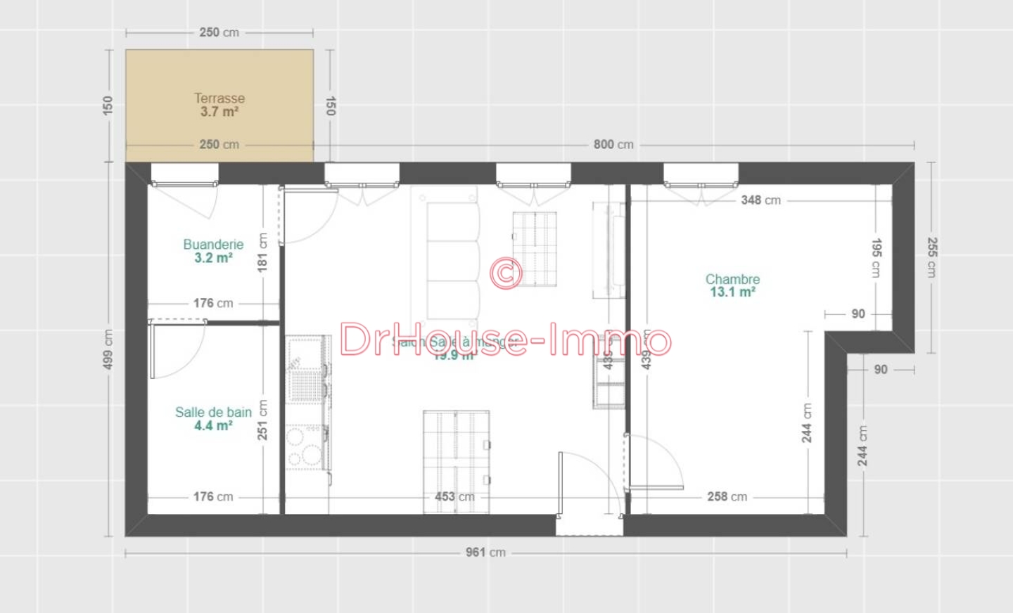 Appartement 3 pièces de 40 m² - Toulon (83200)