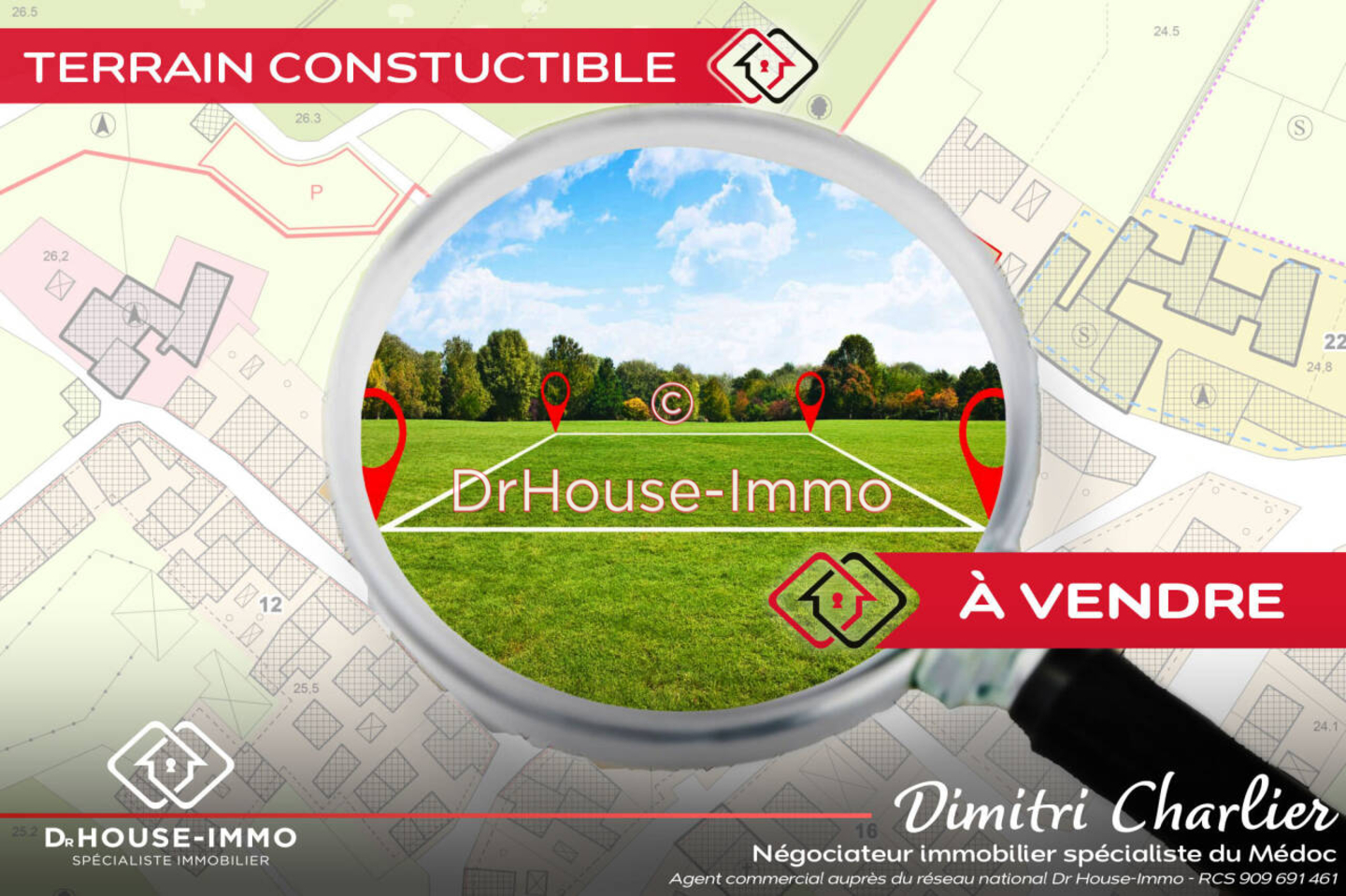 Terrain de 1 100 m² - Saint-Sauveur (33250)