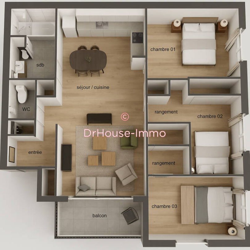 Appartement 4 pièces de 90 m² - Lille (59000)