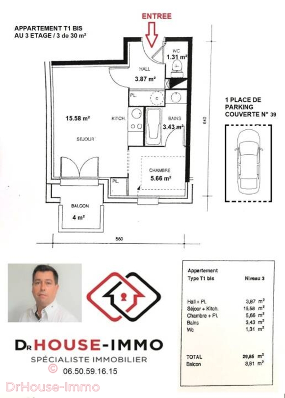 Photo 3 : Location Appartement 1 pièce Toulouse 30 m²
