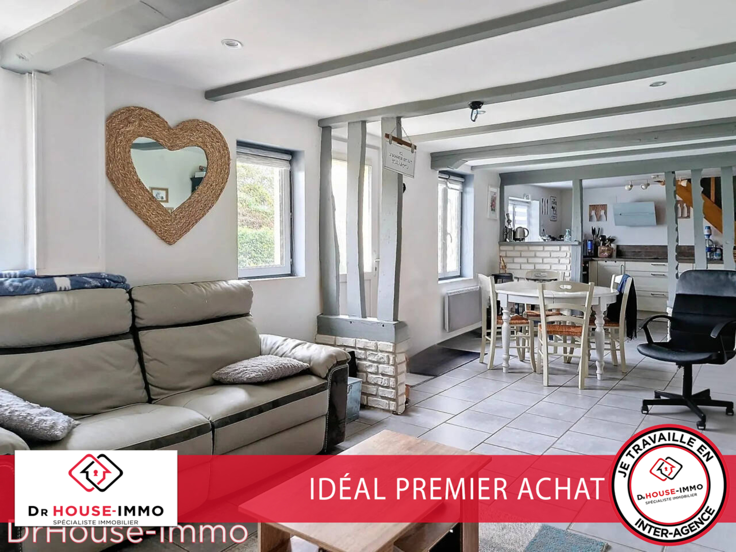 Photo 1 : Vente Maison 3 pièces Tourville-en-Auge 61 m²
