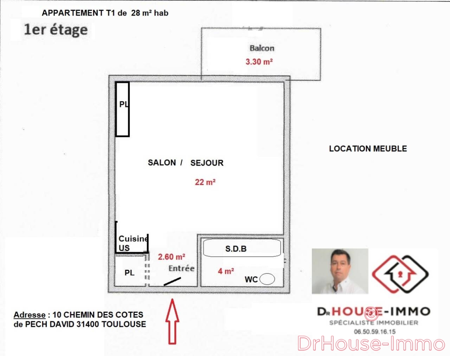 Photo 2 : Location Appartement 1 pièce Toulouse 28 m²