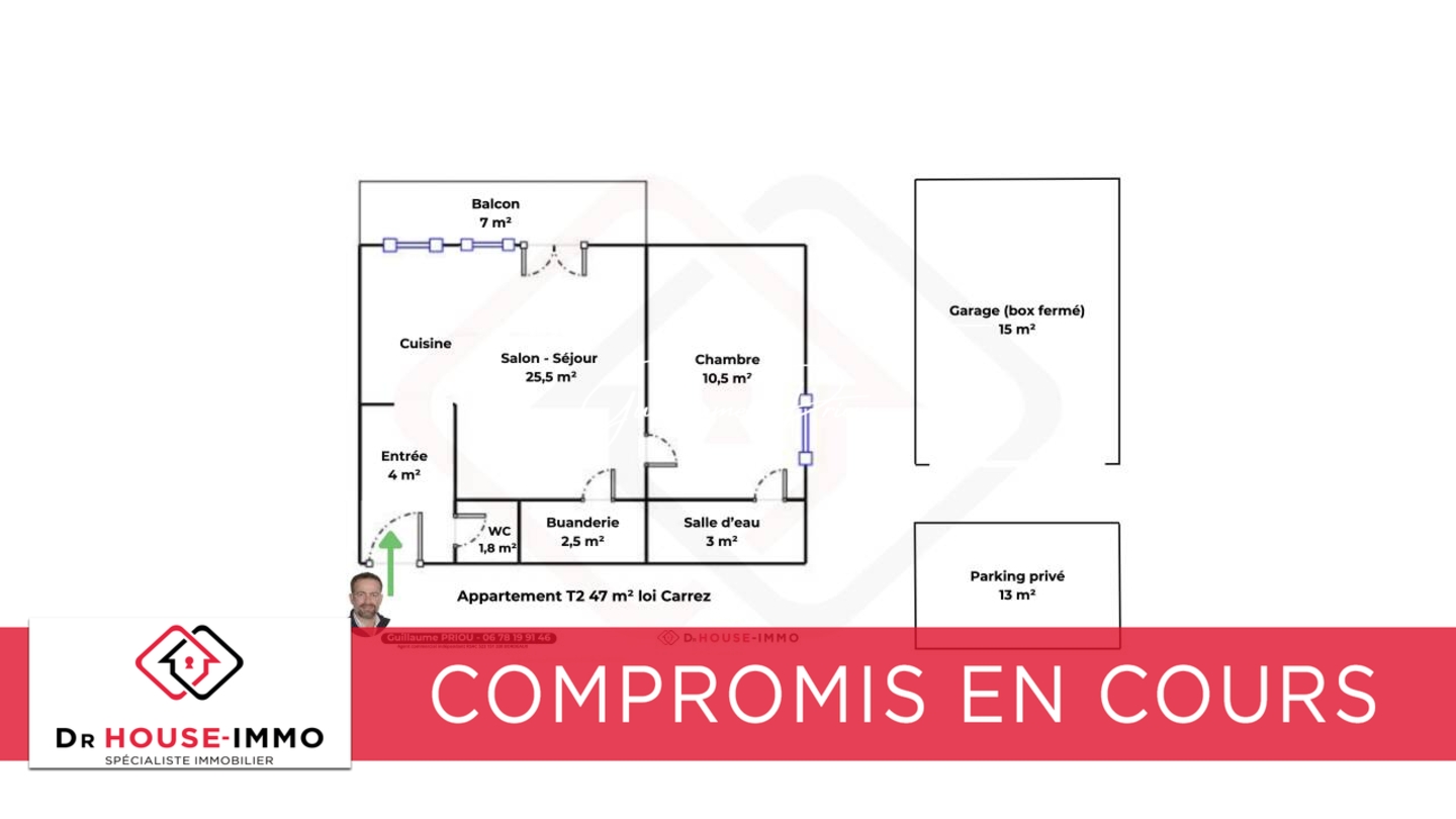 Photo 3 : Vente Appartement 2 pièces Mérignac 46 m²