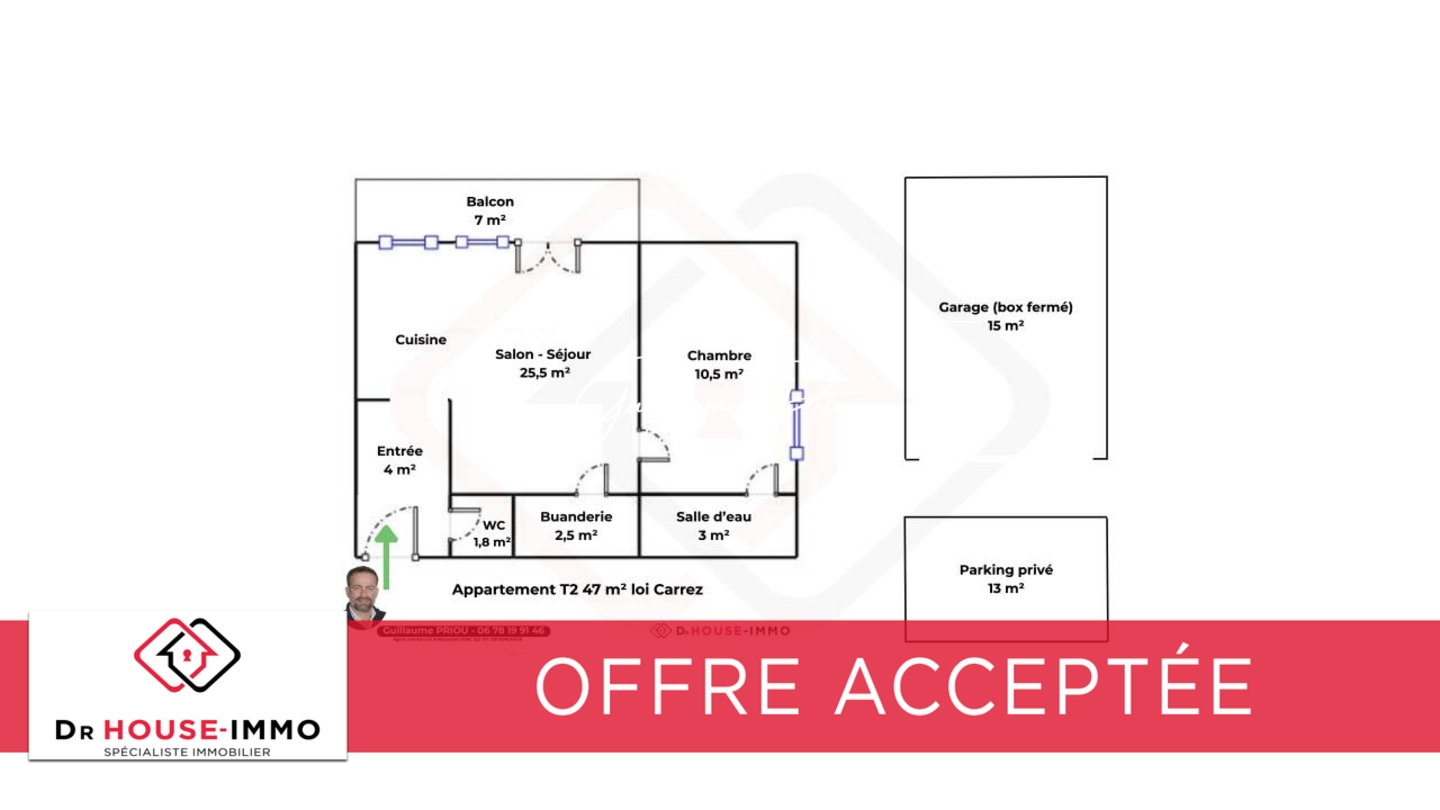 Photo 3 : Vente Appartement 2 pièces Mérignac 46 m²