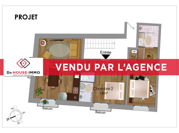 Appartement de 57m² - 3 pièces