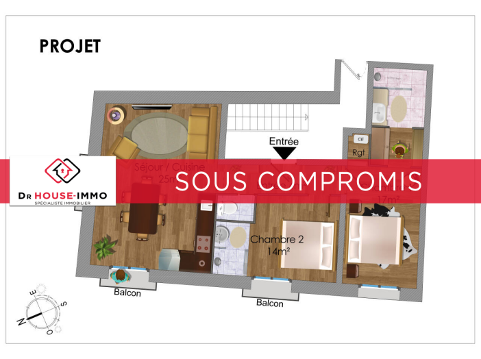 Appartement de 57m² - 3 pièces