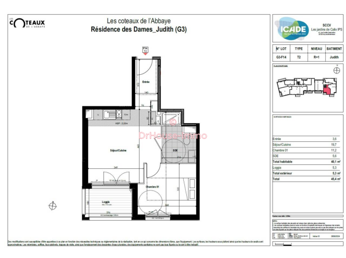 Appartement de 40m² - 2 pièces