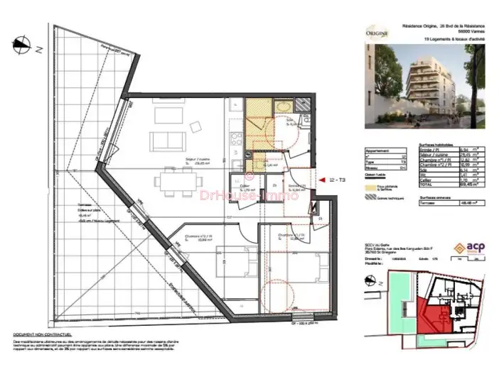Appartement 3 pièces de 69 m² - Vannes (56000)