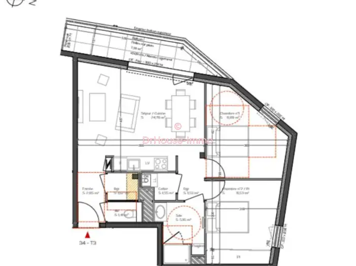 Appartement 3 pièces de 62 m² - Vannes (56000)