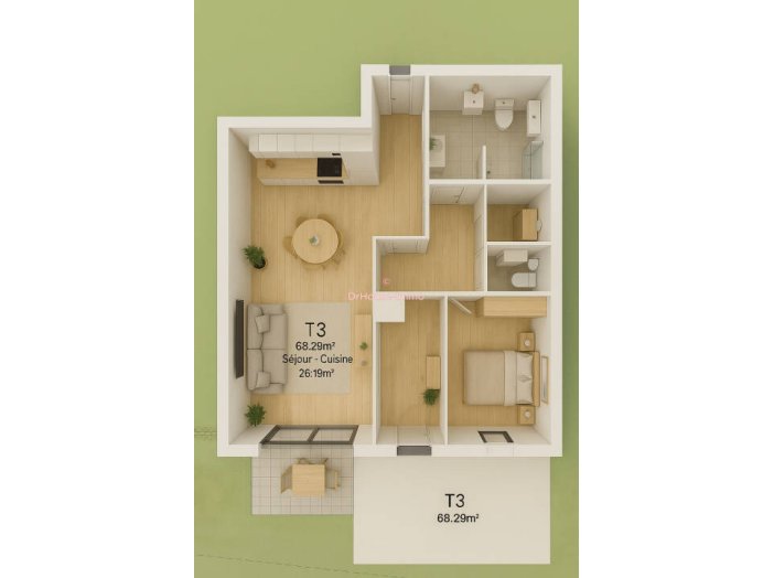 Appartement de 68m² - 3 pièces