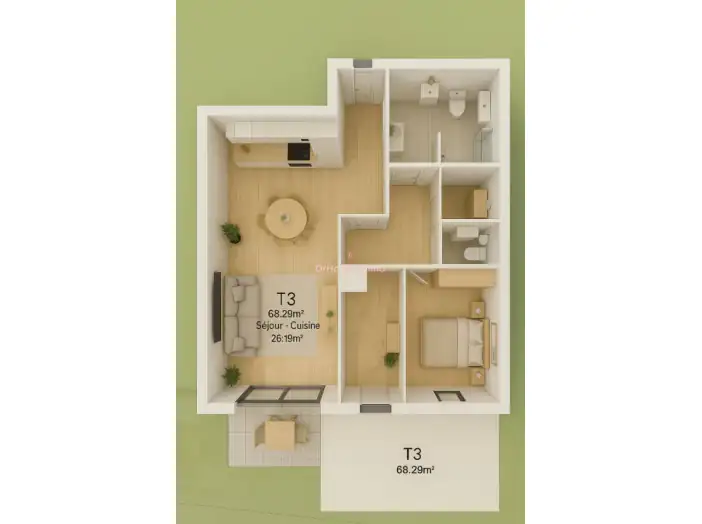 Appartement 3 pièces de 68 m² - Sailly-sur-la-Lys (62840)