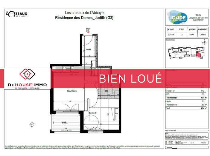 Appartement de 40m² - 2 pièces
