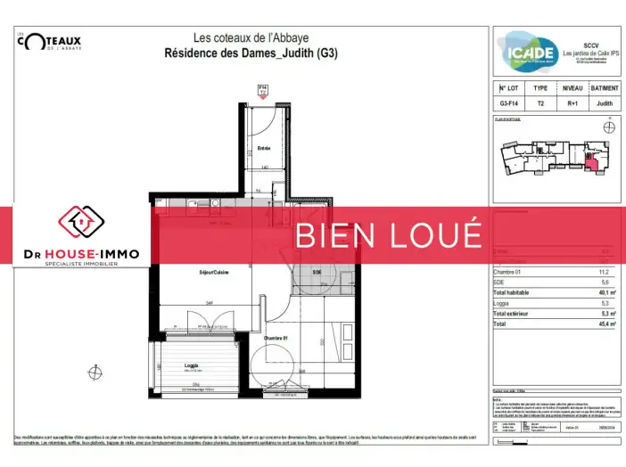 Appartement 2 pièces de 40 m² - Caen (14000)