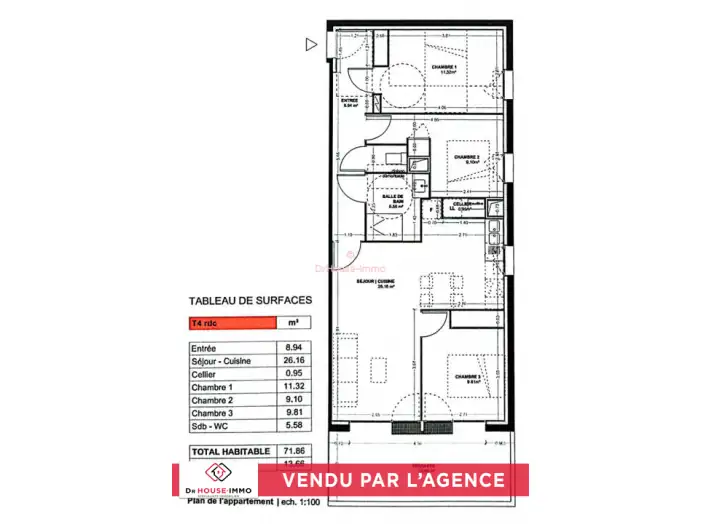 Appartement 4 pièces de 71 m² - Floirac (33270)