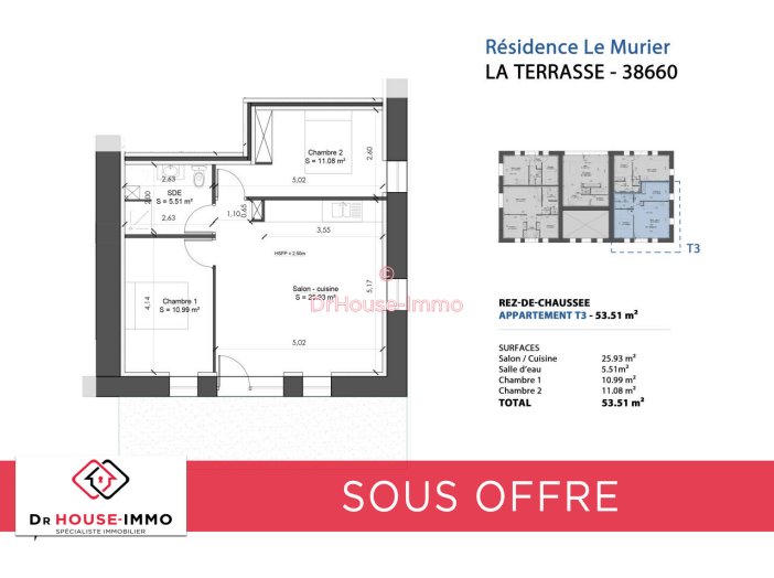 Appartement de 53m² - 3 pièces