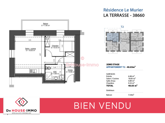 Appartement de 40m² - 2 pièces
