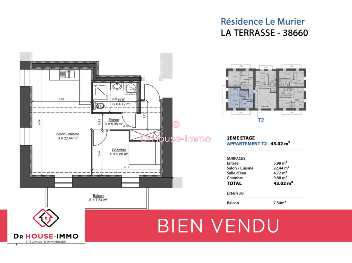 Appartement de 43m² - 2 pièces