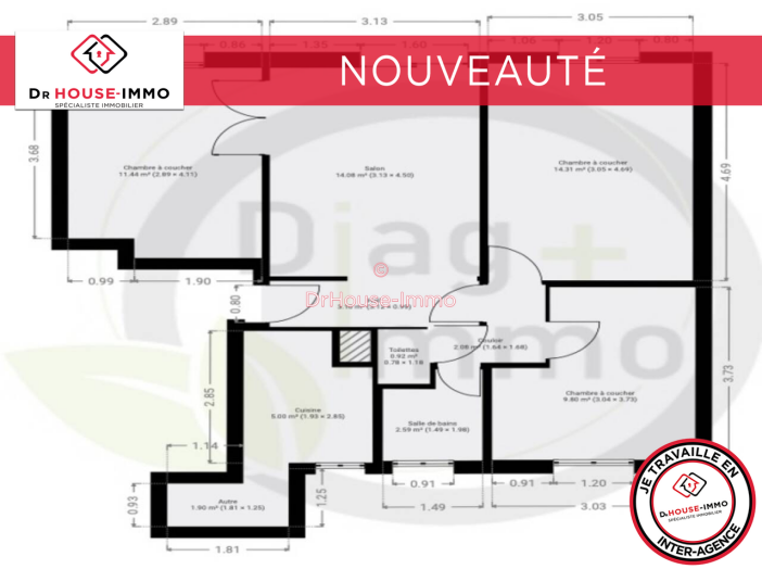 Appartement de 65m² - 4 pièces