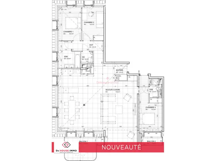Appartement 5 pièces de 129 m² - Mulhouse (68100)