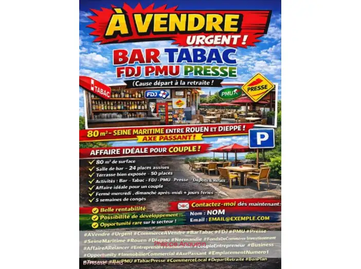 Commerce 1 pièce de 80 m² - Auffay (76720)