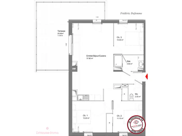Appartement 4 pièces de 77 m² - Tours (37100)